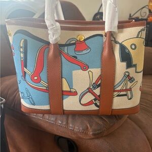 Artistic Blue and Brown Women's Tote Bag